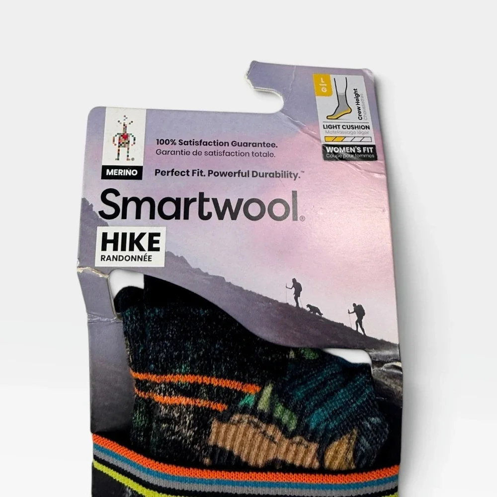 Smartwool Hike Light Cushion Crew Socks Womens L Multi Color Mountain NEW